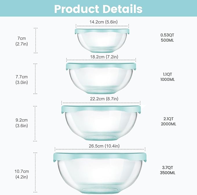 Luvan Borosilicate Clear Glass Mixing Bowls - Image 3
