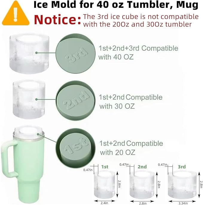 Tcamp Ice Mold for Stanley Cup 30-40 oz Tumbler Cup Ice Mold, Silicone Ice Cube - Image 4