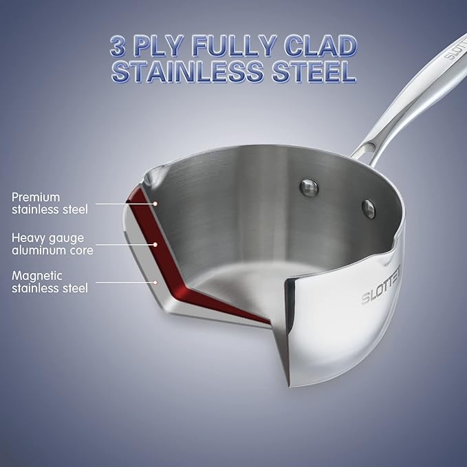SLOTTET Tri-Ply Full Body Stainless Steel Sauce Pan - Image 4