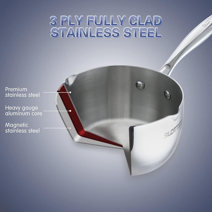 SLOTTET Tri-Ply Whole-Clad Stainless Steel Sauce Pan - Image 3