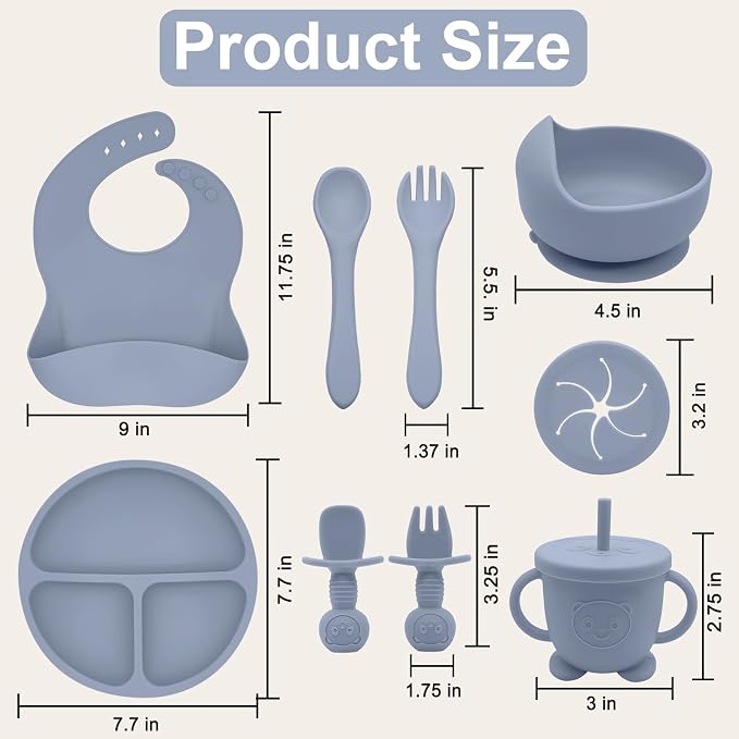 Silicone Baby Feeding Set | Baby Led Weaning Supplies Includes Suction Bowls - Image 6