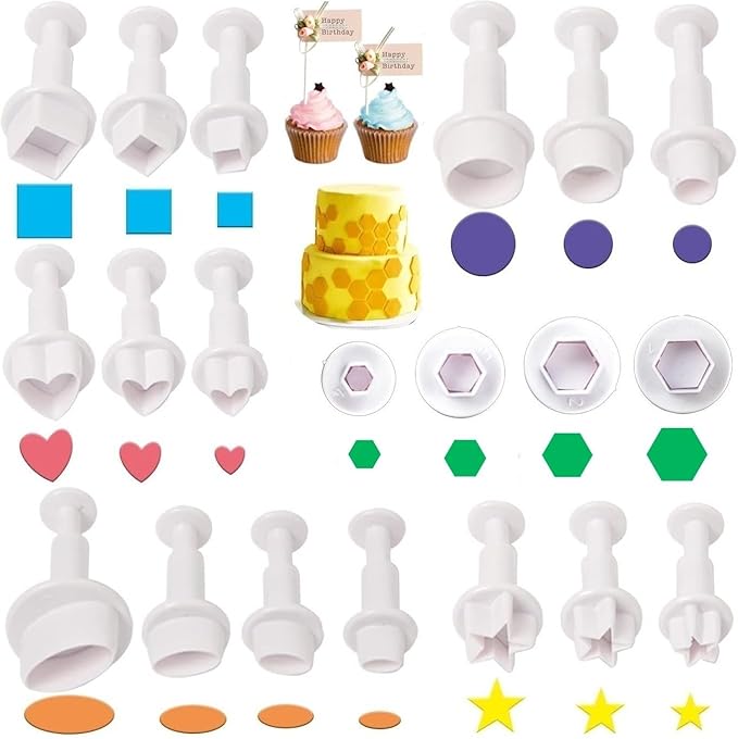 20 Pcs Cookie Cutters, Fondant Cake Cookie Plunger Cutter, Mini Plastic Biscuit by RHLOVY