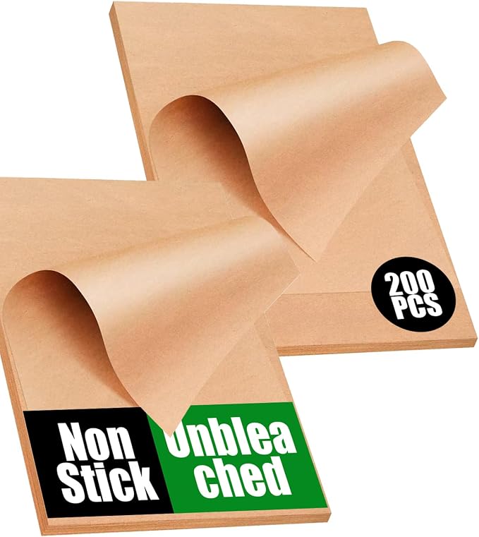 200 PCS Unbleached Parchment Paper Sheets by AMFOCUS