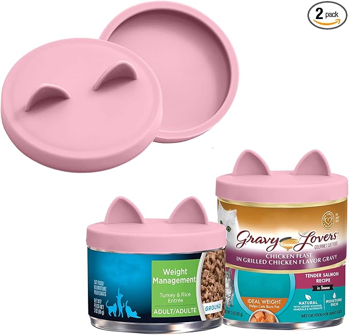 OHMO 2 Pack Cat Food Can Lids, Small Size Silicone Pet Food Can Lids Covers by OHMO