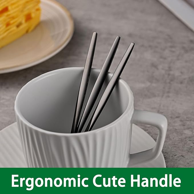 5.1 Inch Coffee & Tea Spoons, 6-Piece Black Stainless Steel Dessert Spoons - Image 5