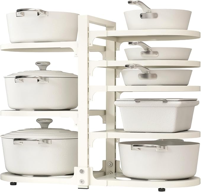 Adjustable Heavy Duty Pots and Pans Organizer Under Cabinet, 8-Tier Pot and Pan by Stayorganized