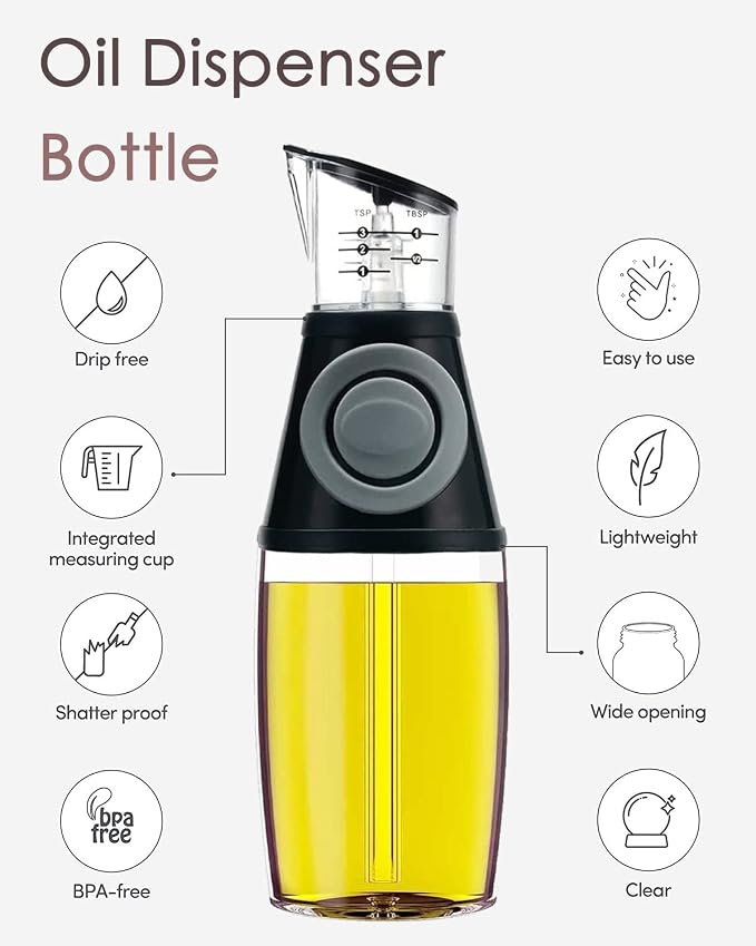 Oil Dispenser Bottle, 8.5oz Olive Oil Dispenser Oil Sprayer, Baking Frying - Image 3