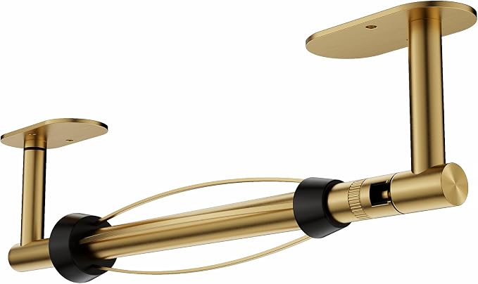 Gold Paper Towel Holder Under Cabinet, Self Adhesive or Wall Mount by WZKALY
