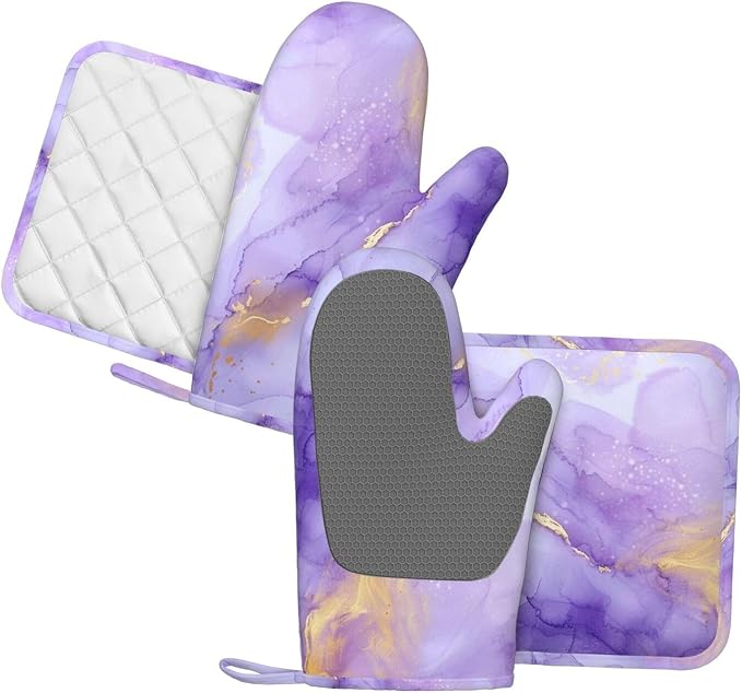 Oven Mitts and Pot Holders Pastel Purple Marble Silicone Kitchen Accessories - Image 2