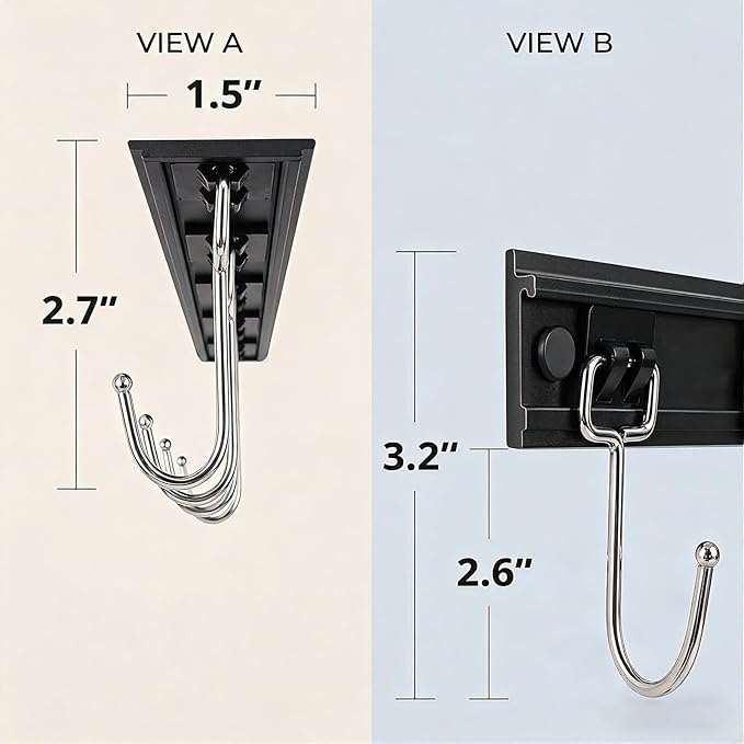 Cociat 2PCS Utensil Racks with 8 Hooks 17 Inch Kitchen Utensil Holders Hanging - Image 7