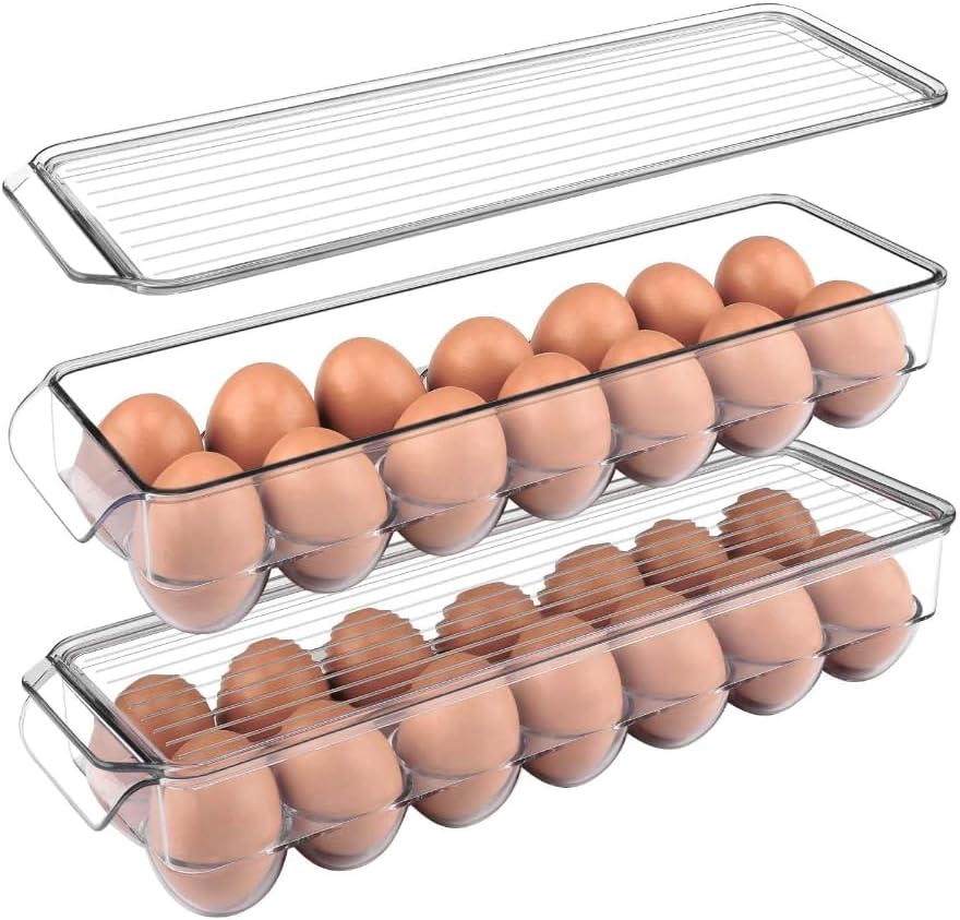 Egg Holder for Fridge with Lid, 28 Eggs, Pack of 2