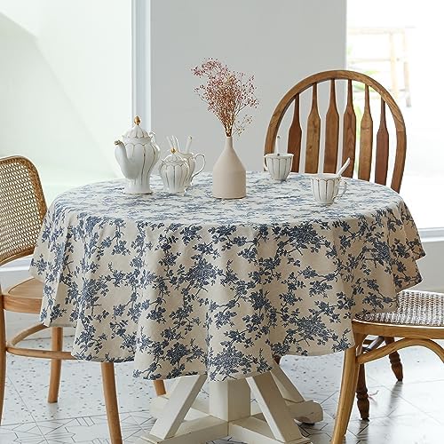 YiHomer Pastoral Round Table Cloth 100% Polyester Fabric 60 Inch