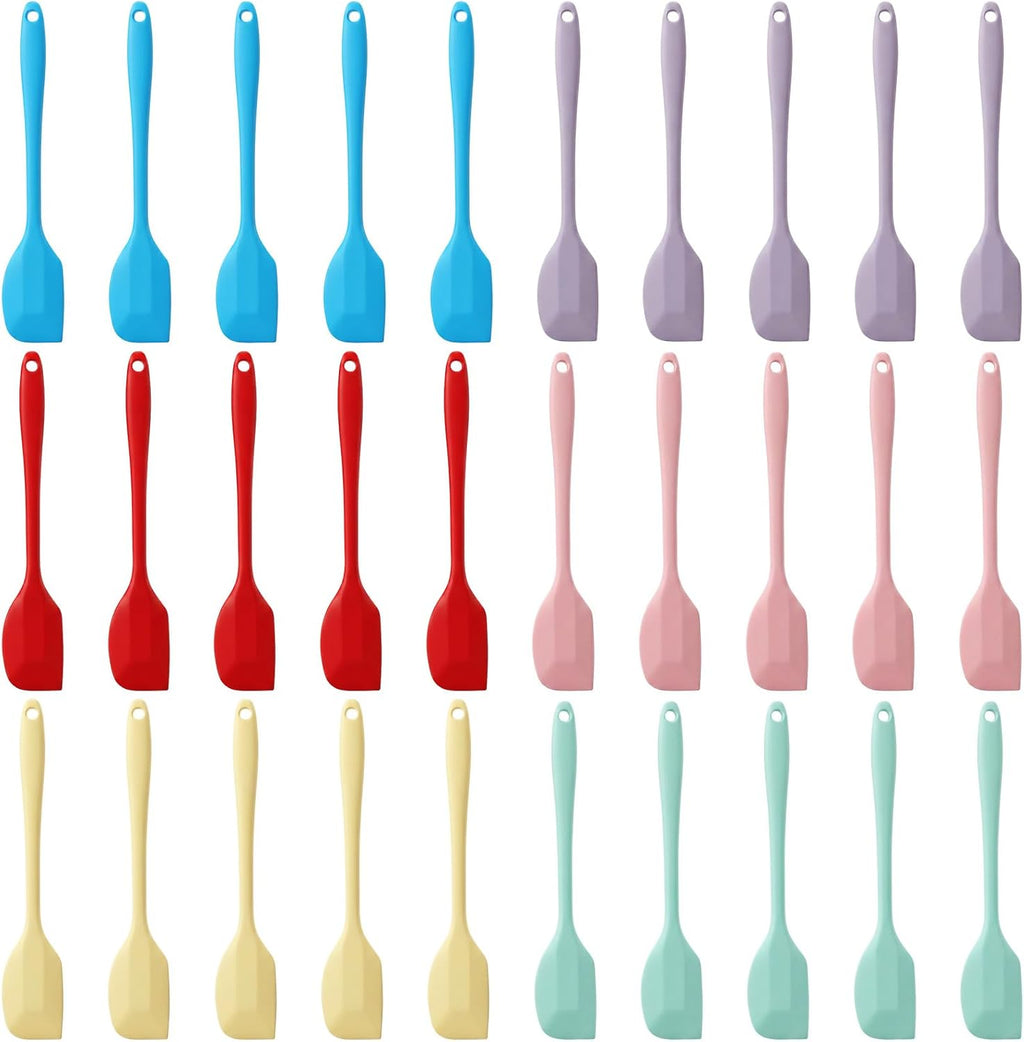 30 Pieces Mini Silicone Spatulas, 8.3 Inch Small Rubber Spatula Set