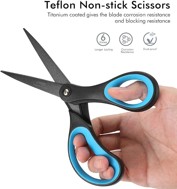 LIVINGO 2 Pack 8" Titanium Non-Stick Scissors, Professional Stainless Steel - Image 4