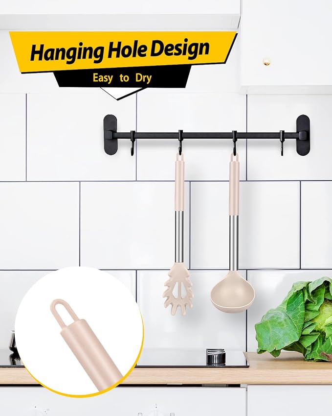 Silicone Pasta Fork and Ladle Spoon Set, Large Non Stick Kitchen Utensils - Image 6