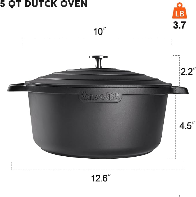 Nonstick Dutch Oven Pot with Lid-5 QT Cast Aluminum Oven Pot with Two Handles - Image 2