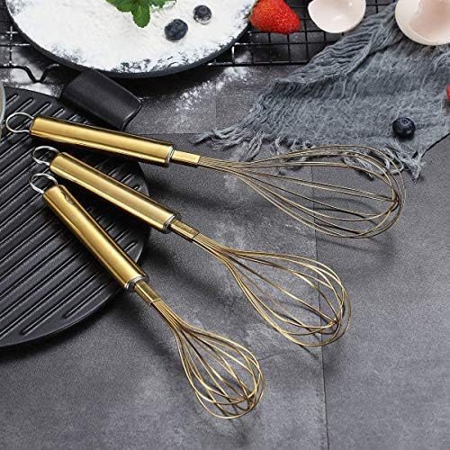 Berglander Gold Whisk Pack of 3 Stainless Steel 8",10",12", Titianium