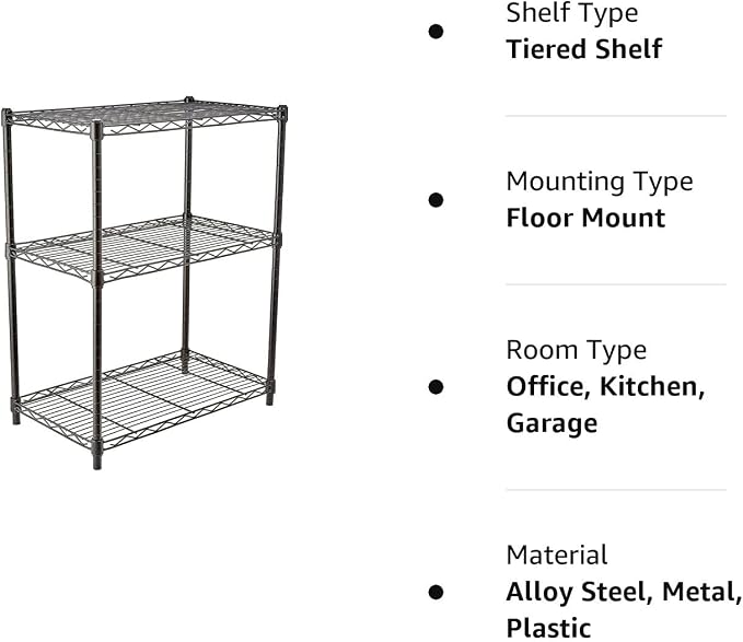 Amazon Basics 3-Shelf Adjustable Heavy Duty Steel Wire Rack Storage Shelving - Image 6