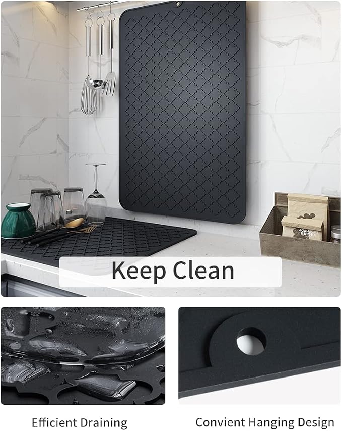AMOAMI-Dish Drying Mats for Kitchen Counter-Silicone Dish Drying Mat-Kitchen - Image 2