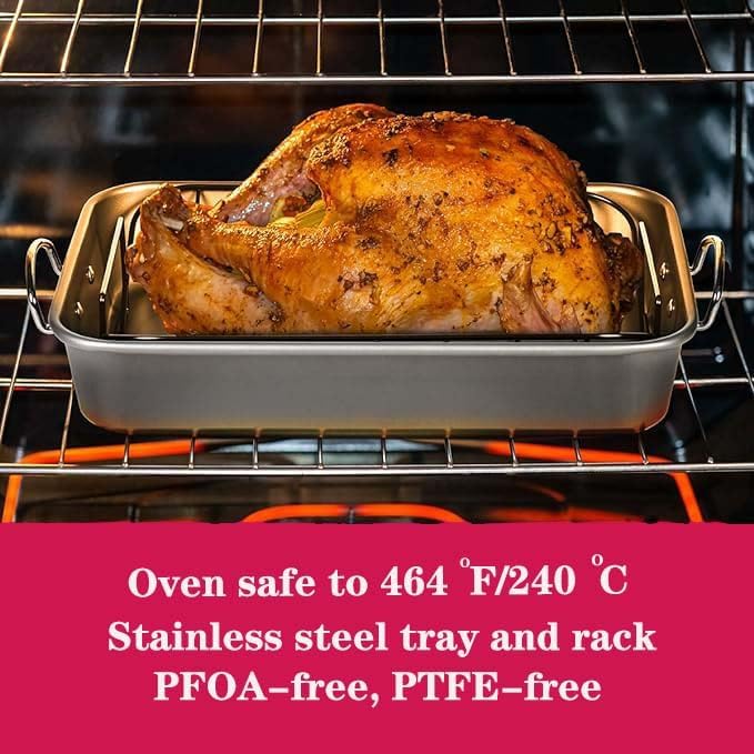 16" Premium Stainless Steel Roaster Pan Set - Image 7