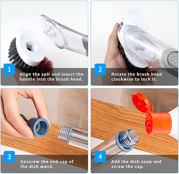 4-in-1 Dish Cleaning Brush Soap Dispensing Dish Brush Set - Image 3