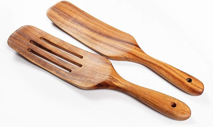 Spurtle Set, Natural Acacia Wooden Kitchen Utensils Set of 4, Wooden Spoons - Image 8