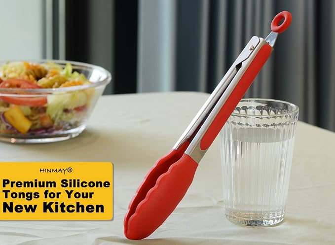 HINMAY Silicone Cooking Tongs 9-Inch Serving Tongs - Image 6