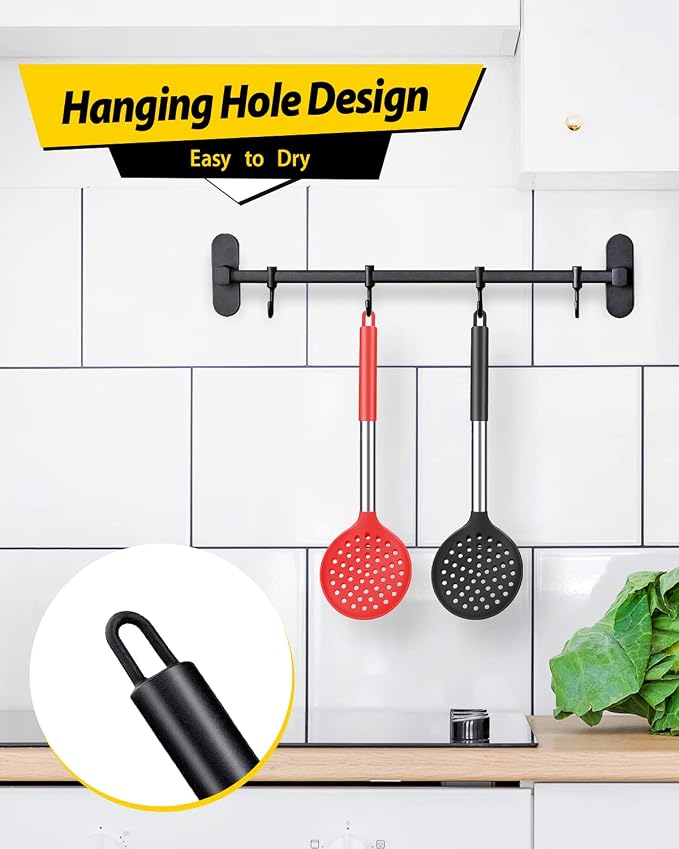 Kitchen Ladle Strainer Set of 2 Large Slotted Spoon - Image 6
