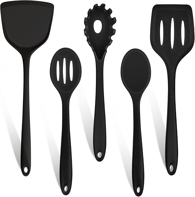 TeamFar Silicone Cooking Utensils Set, 5-Piece Heat Resistant Kitchen Utensils by TeamFar