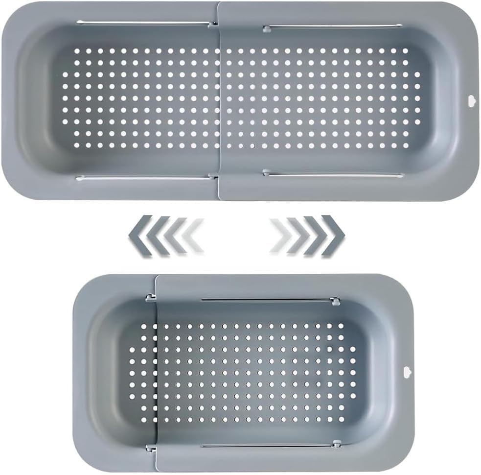 Extendable Sink Colander Strainer Basket, Over the Sink Collapsible