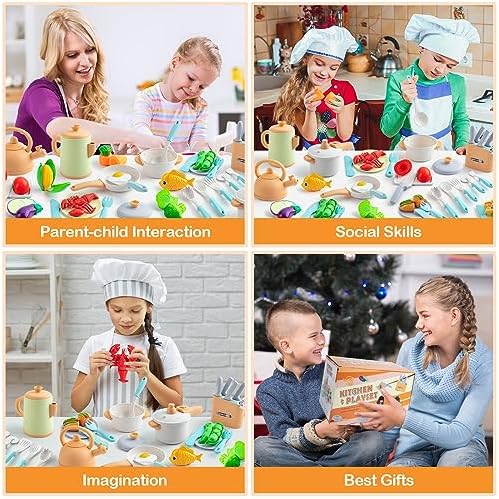 Kids Play Kitchen Accessories Pots and Pans Set Pretend Play Food