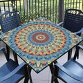 Square Fitted Outdoor Tablecloth with Elastic Wipeable Card Table