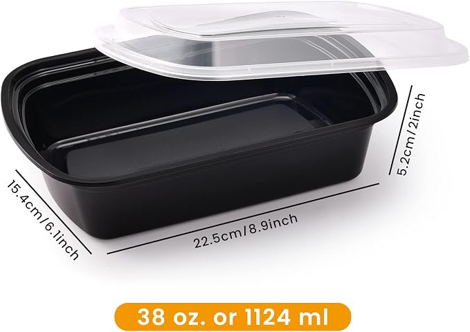 Kitch’nMore 38oz Meal Prep Containers, Extra Large &Thick Food Storage - Image 2