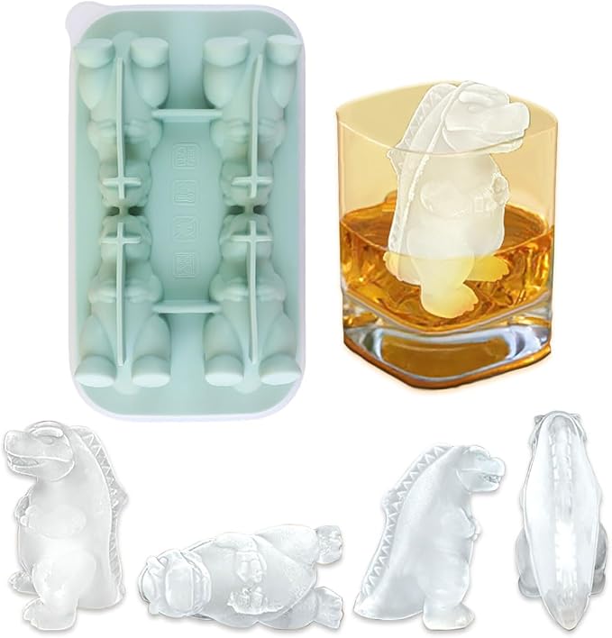 Dinosaur Ice Cube Tray, 3D Dino Ice Cube Mold, Silicone Ice Tray Large Fun by IDVVSSX