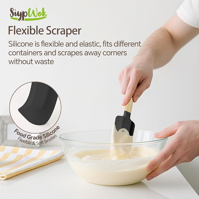 Silicone Spatula Set, Food Grade Rubber Spatula-5 Piece Nonstick Rubber Spatulas - Image 3