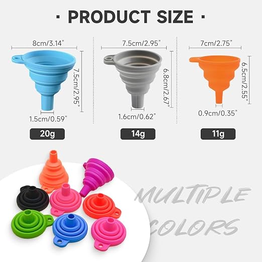6 Pack Collapsible Silicone Funnels - Image 2