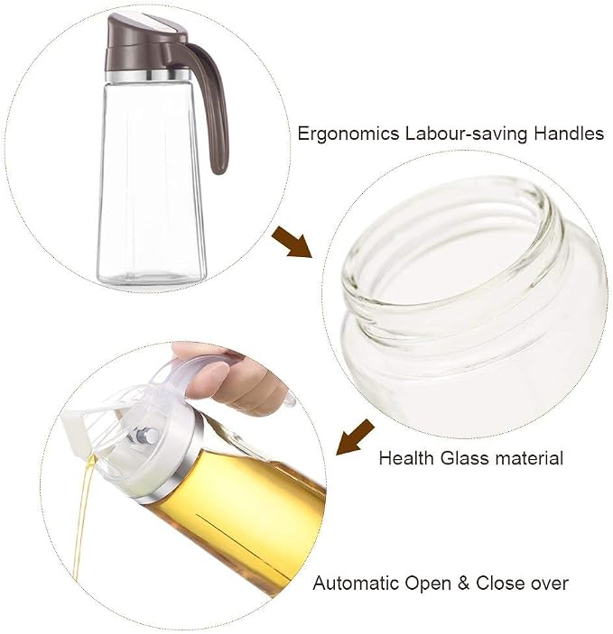 Marbrasse Oil Dispenser for Kitchen, 20 OZ /600ml Leakproof Glass Oil Bottle - Image 4
