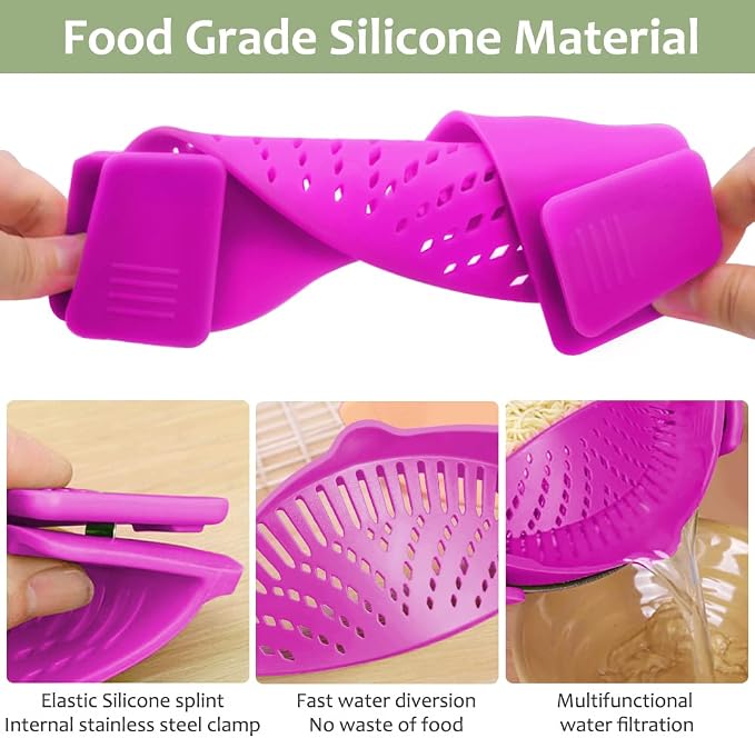 YEVIOR Clip on Strainer for Pots Pan Pasta, Silicone Food Strainer Hands-Free - Image 4