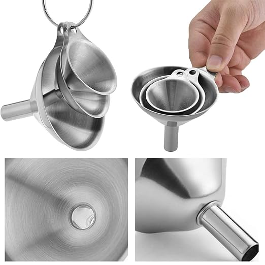 Metal Stainless Steel Funnel, Large Medium Small Funnel Set of 3, Food Grade - Image 4