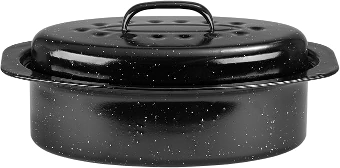 JY COOKMENT Granite Roaster Pan, Small 13” Enameled Roasting Pan by JYCOOKMENT