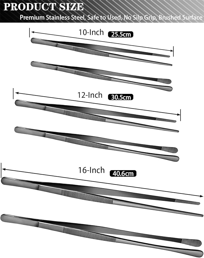 JETKONG 2 Pcs 10-Inch Kitchen Tweezers Tongs - Image 3