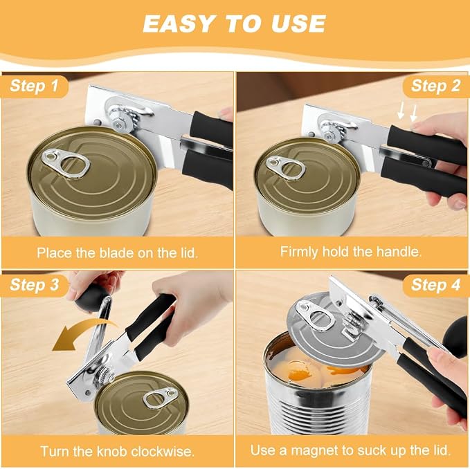 2 PCS Commercial Can Opener Manual, Stainless Steel Handheld Can Opener - Image 7