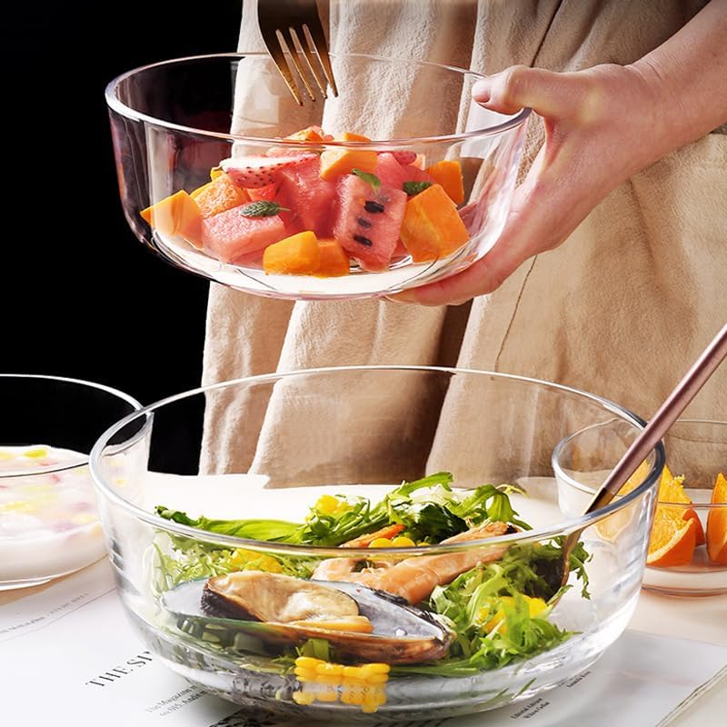 Glass Baking Bowl Large Salad Bowl for Oven/Microwave/Freezer Glass