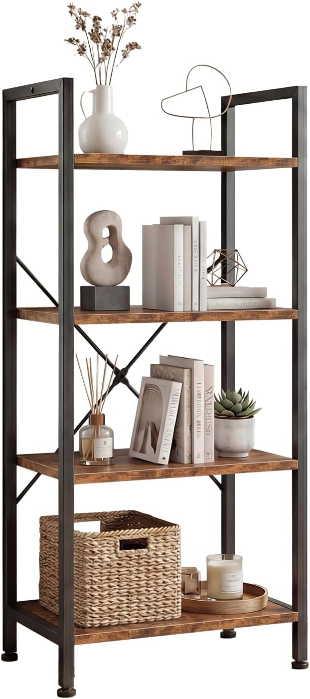DUMOS 4 Tiers Bookshelf, Classical Book Shelf, Tall Display Shelves in Living by DumosLifestyle
