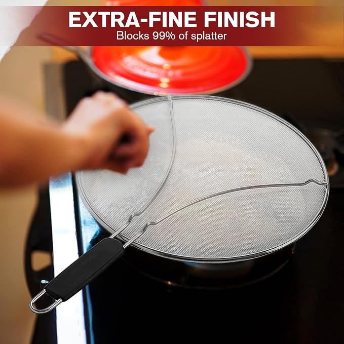 Splatter Screen for Cooking, Perforated Stainless Steel, 13 Inch Stainless - Image 3