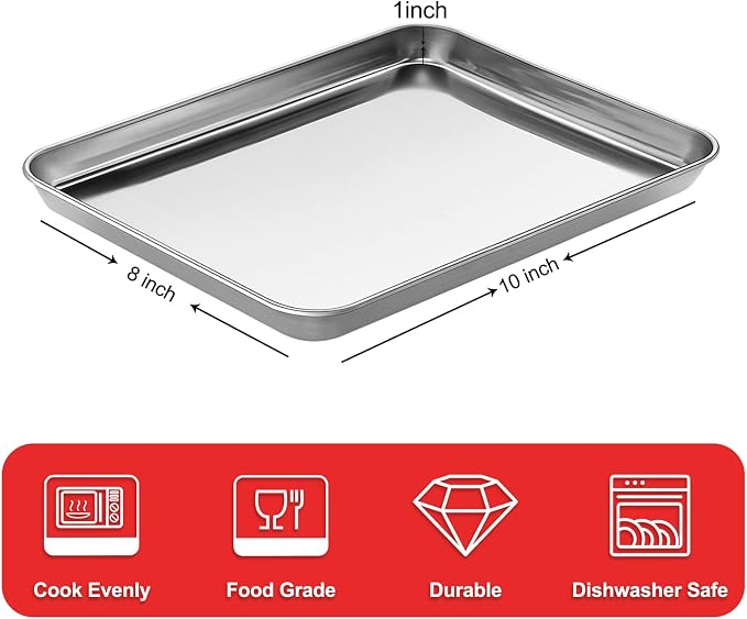 Baking Sheets for Oven, Stainless Steel Cookie Sheet Baking Pan Toaster Oven - Image 2