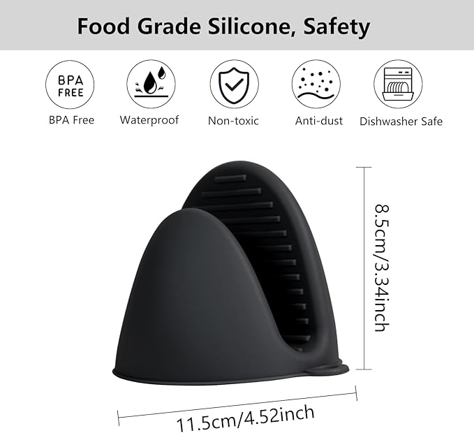 Silicone Oven Mitts Heat Resistant Hot Pot Holders Set - Image 6