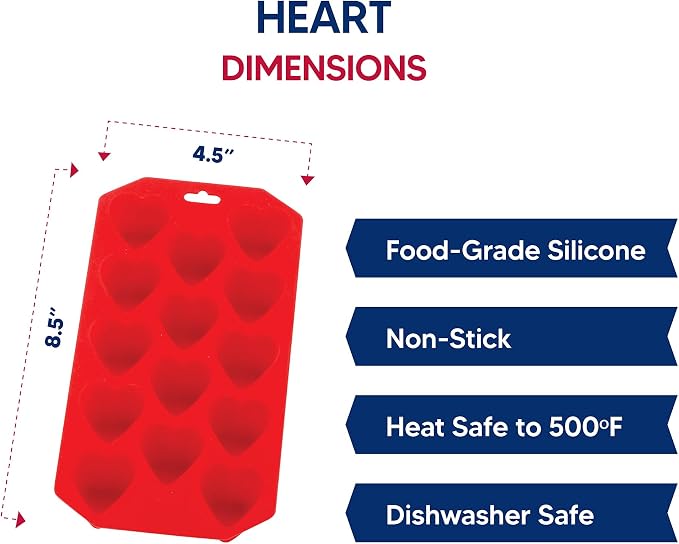 HIC Kitchen Silicone Heart Ice Tray, Makes 14 Hearts - Image 7
