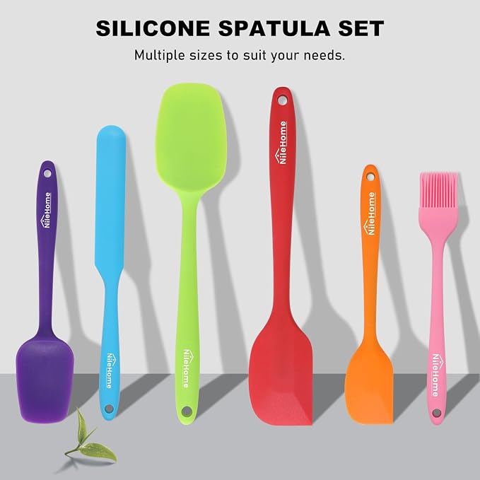 NileHome Silicone Spatula Set, 6 Pieces Food Grade Kitchen Utensils - Image 7