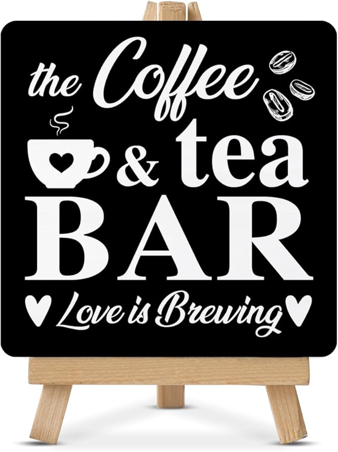 Coffee Bar Decor, Coffee Tea Bar Wood Sign by Unknown
